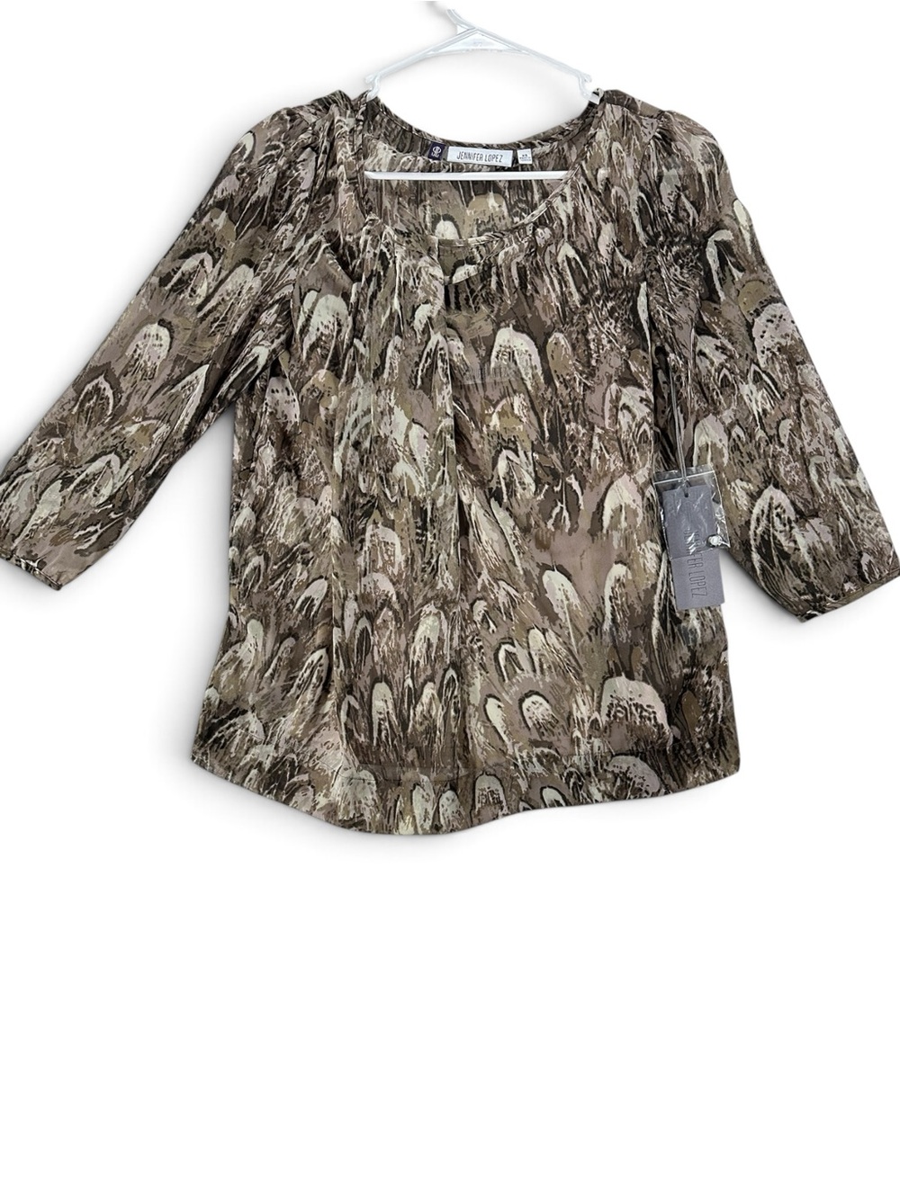 Jennifer Lopez Women’s XS Brown & Cream Printed Blouse